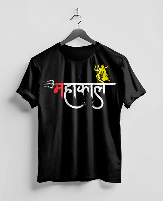 MAHAKAAL Black Rounded T Shirt